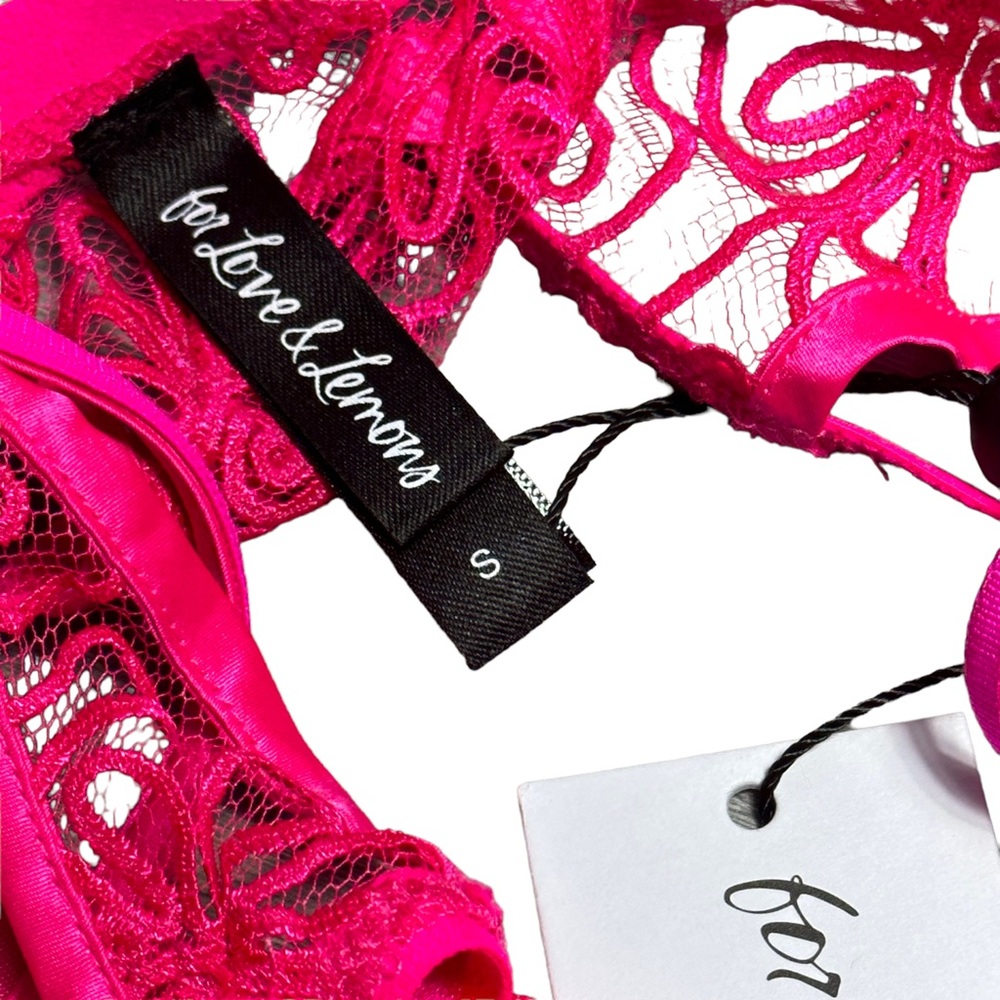 For Love & Lemons Soutache Hot Pink Embroidered Garter Panties NWT - Picture 8 of 11
